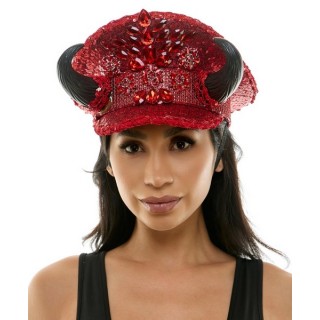 Red Jewels Devil Captain Hat