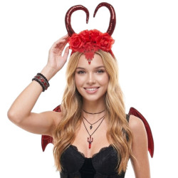 Red Horned Floral Headband