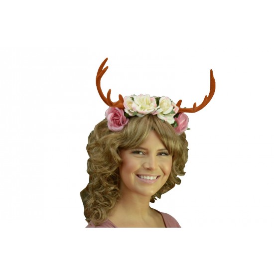 Brown Floral Antlers Headband