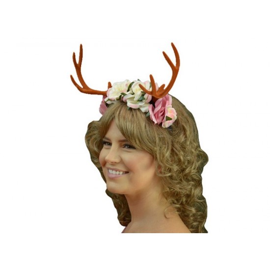 Brown Floral Antlers Headband