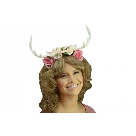 White Floral Antlers Headband