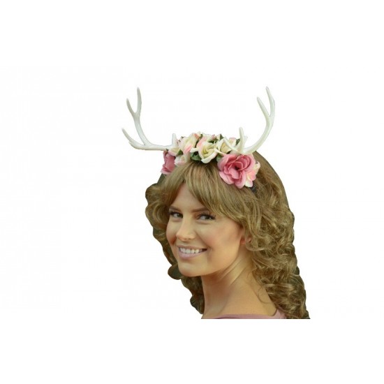 White Floral Antlers Headband