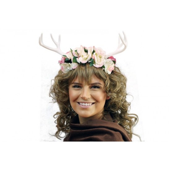 White Floral Antlers Headband
