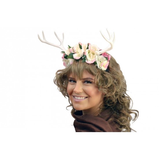 White Floral Antlers Headband