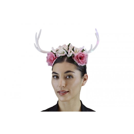 Light-Up White Floral Antlers Headband