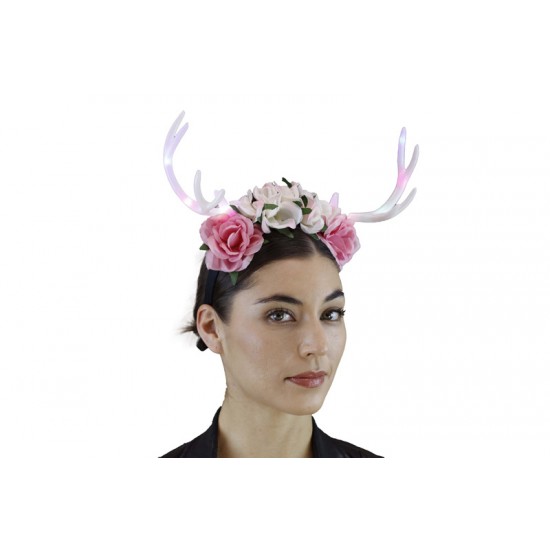 Light-Up White Floral Antlers Headband
