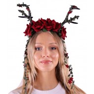 Red Floral Antlers Headband