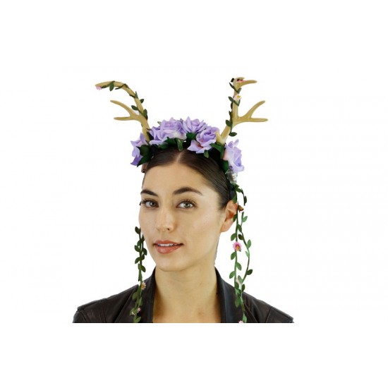 Light-Up Purple Floral Antlers Headband