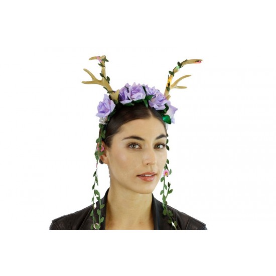 Light-Up Purple Floral Antlers Headband