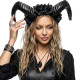 Black Floral Ram Horns Headband