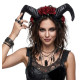 Red Floral Ram Horns Headband