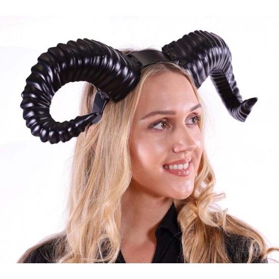 Black Ram Horns Headband