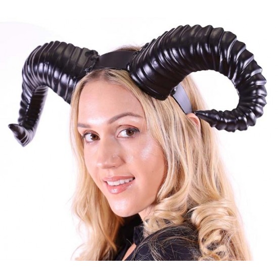 Black Ram Horns Headband
