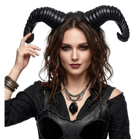 Black Ram Horns Headband