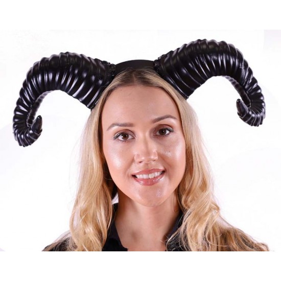 Black Ram Horns Headband