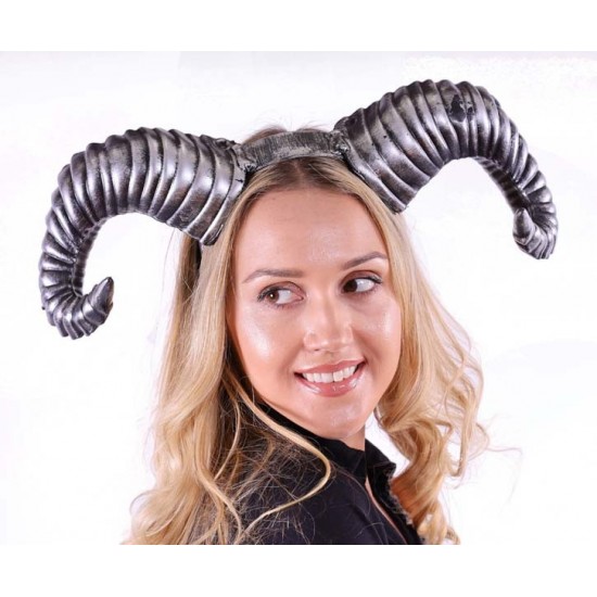 Silver Ram Horns Headband