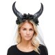 Black Floral Horns Veil Headpiece Black Floral Horns Veil Headpiece