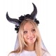 Black Floral Horns Veil Headpiece