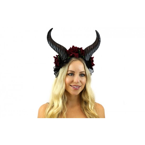 Red Floral Horns Headpiece