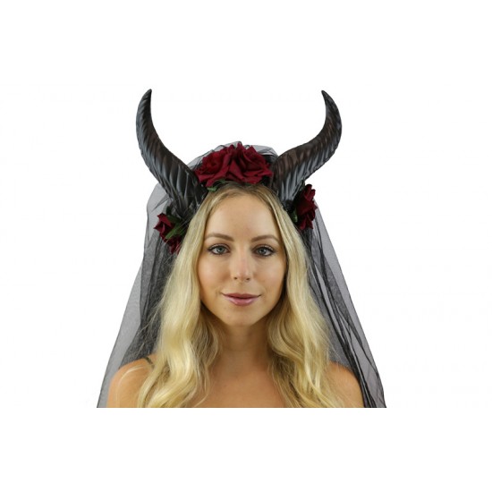 Red Floral Horns Headpiece