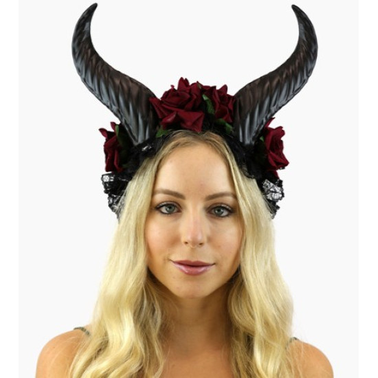 Red Floral Horns Headpiece