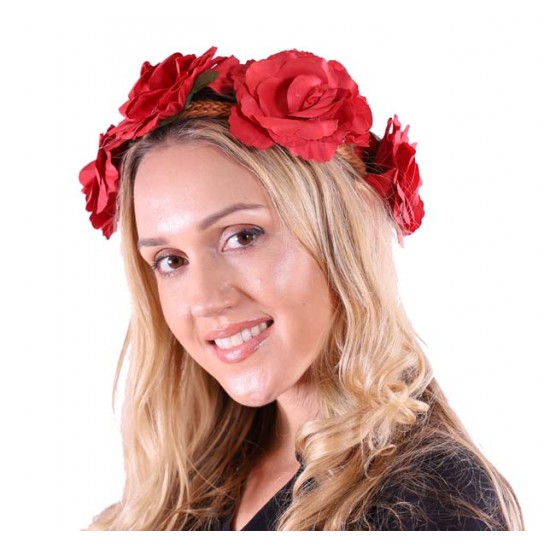 Red Rose Floral Crown Headband