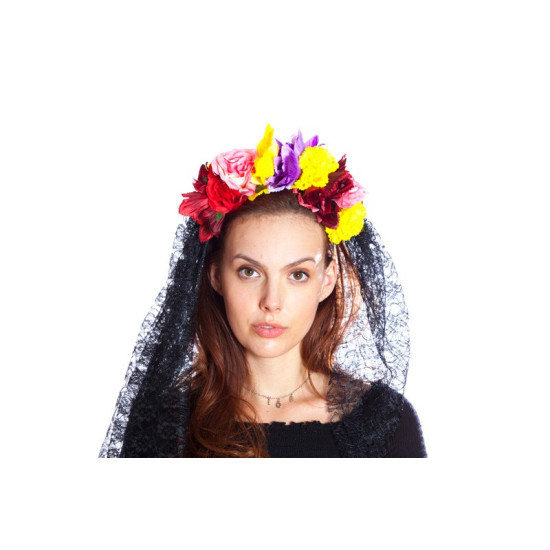 Multicolor Rose Veil Headband