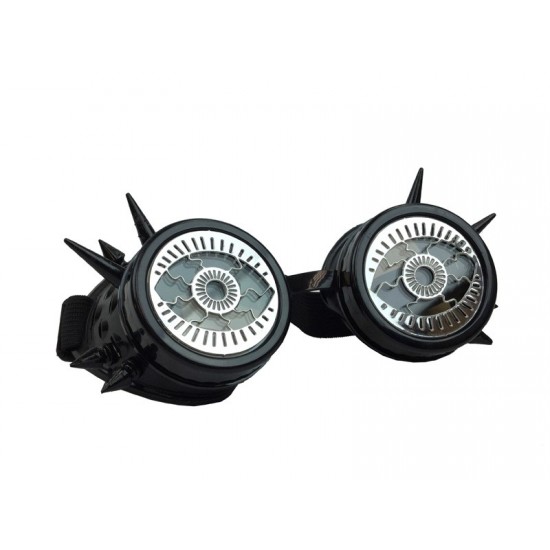 Spiked Gloss Black Steampunk Goggles