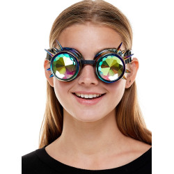 Rainbow Spiked Kaleidoscope Goggles