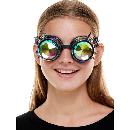 Rainbow Spiked Kaleidoscope Goggles