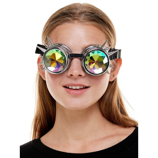 Silver Spiked Kaleidoscope Goggles