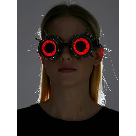 Light-Up Red Spike Steampunk Goggles