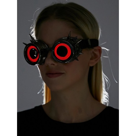 Light-Up Red Spike Steampunk Goggles