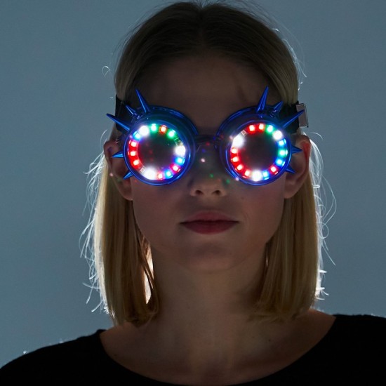 Blue Light-Up Spikes Goggles