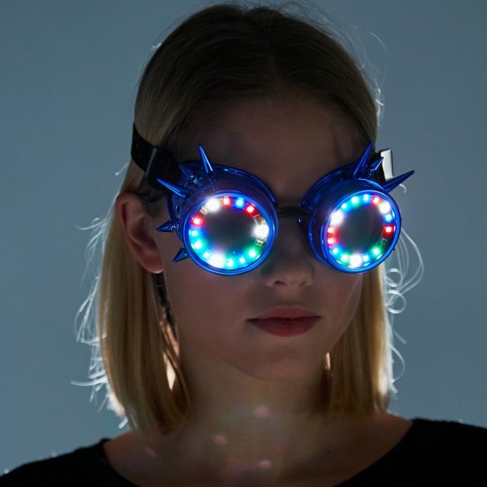 Blue Light-Up Spikes Goggles