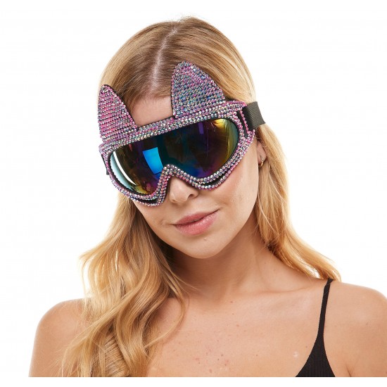 Pink Rhinestone Cat Goggles Pink Rhinestone Cat Goggles