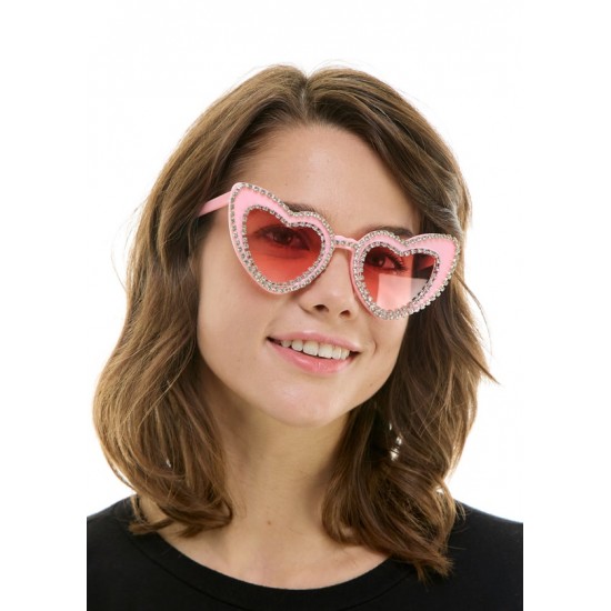 Pink Rhinestone Heart Sunglasses