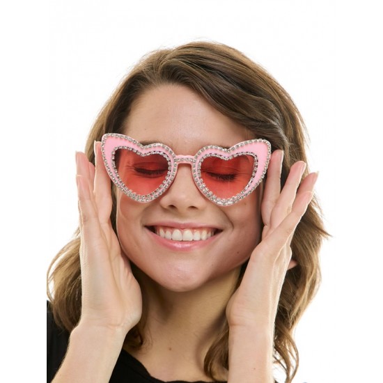 Pink Rhinestone Heart Sunglasses