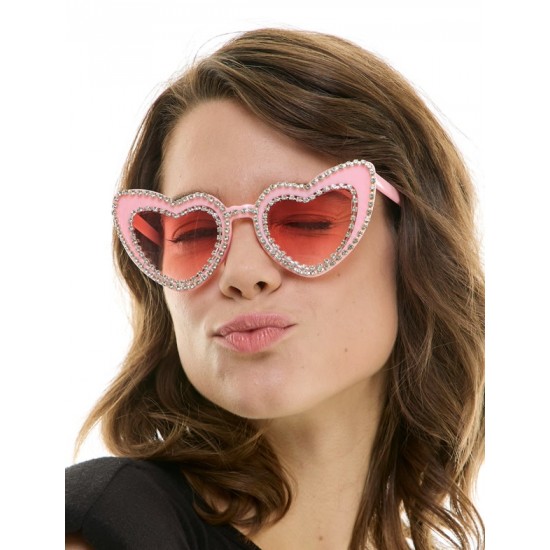 Pink Rhinestone Heart Sunglasses
