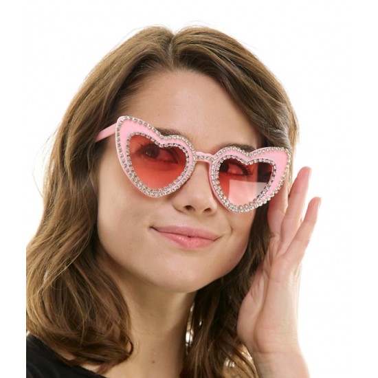 Pink Rhinestone Heart Sunglasses