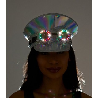 Silver Captain Hat with Light-Up Goggles | KBW GLOBAL CORP display picture 1
