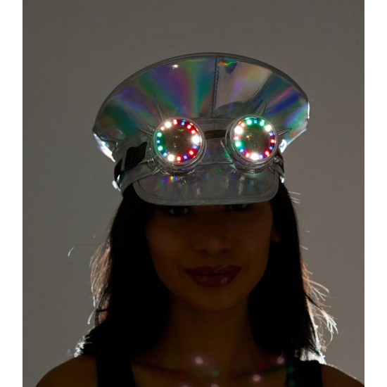 Silver Captain Hat with Light-Up Goggles