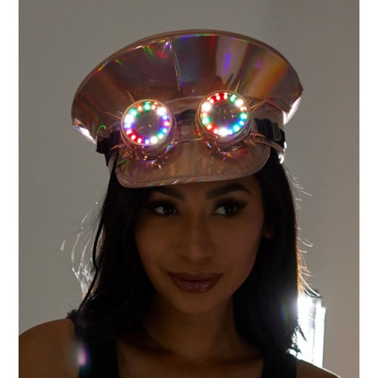 Pink Captain Hat with Light-Up Goggles