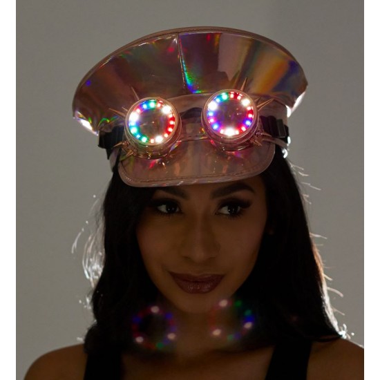 Pink Captain Hat with Light-Up Goggles