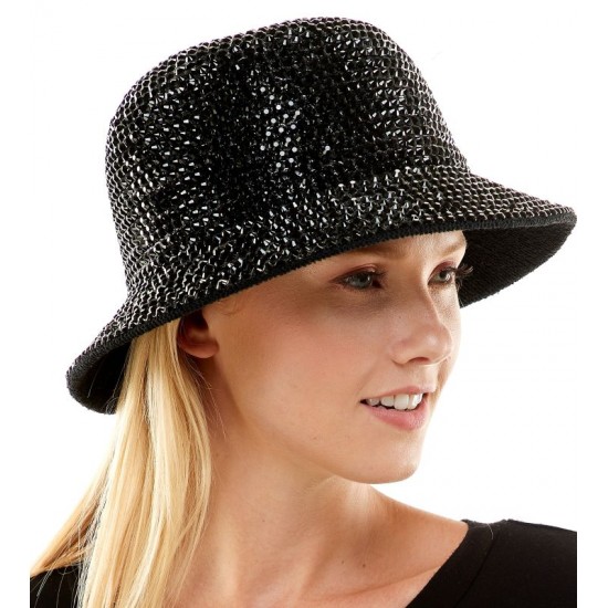 Black Rhinestone Bucket Hat
