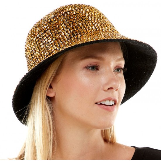 Gold Rhinestone Bucket Hat