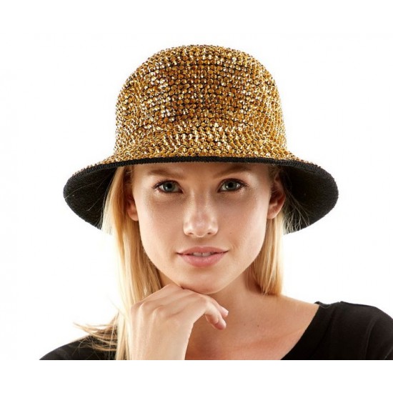 Gold Rhinestone Bucket Hat