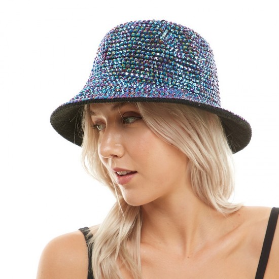 Iridescent Rhinestone Bucket Hat