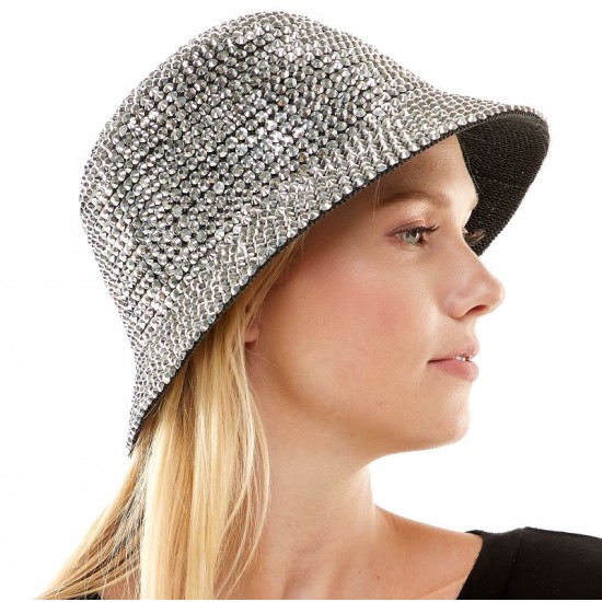 Silver Rhinestone Bucket Hat