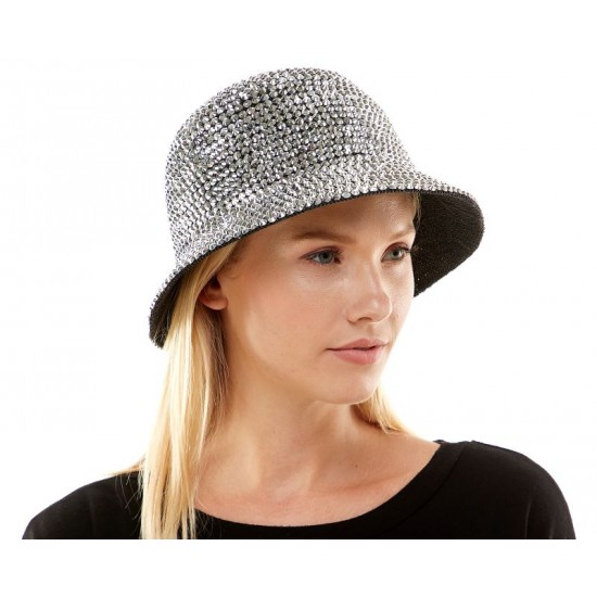Silver Rhinestone Bucket Hat